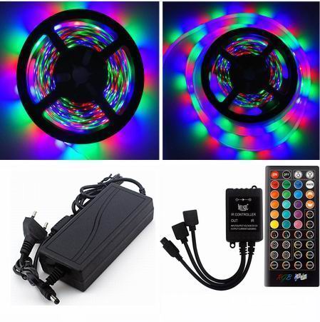 10 meter (2x5 meter), 12 volt, 48 watt, IP65, RGB LED strip - KOMPLET SÆT