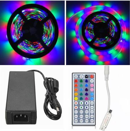 10 meter (2x5 meter), 12 volt, 48 watt, IP65, RGB LED strip - KOMPLET SÆT