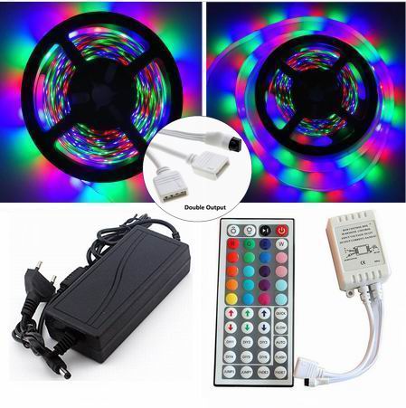 10 meter (2x5 meter), 12 volt, 48 watt, IP65, RGB LED strip - KOMPLET SÆT