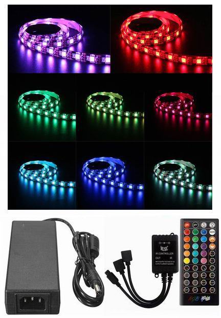 5 meter, 12 volt, 60 watt, 3600 lumen, IP65, 300 LED, RGB Led strip - KOMPLET SÆT