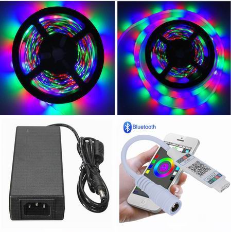 15 meter (3x5 meter), 12 volt, 72 watt, IP65, RGB LED strip - KOMPLET SÆT