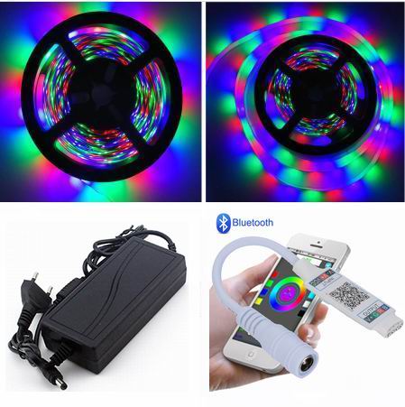 10 meter (2x5 meter), 12 volt, 48 watt, IP65, RGB LED strip - KOMPLET SÆT