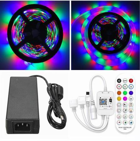 10 meter (2x5 meter), 12 volt, 48 watt, IP65, RGB LED strip - KOMPLET SÆT