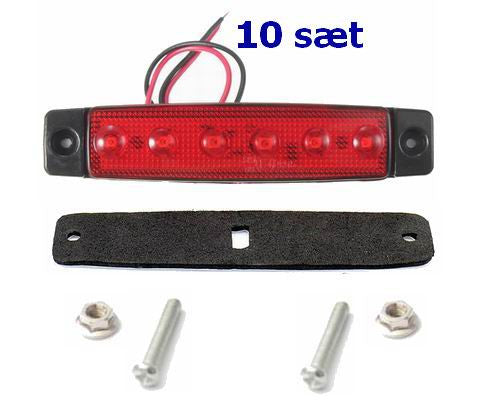 6 LED markeringslygte, 24v, 10 stk.