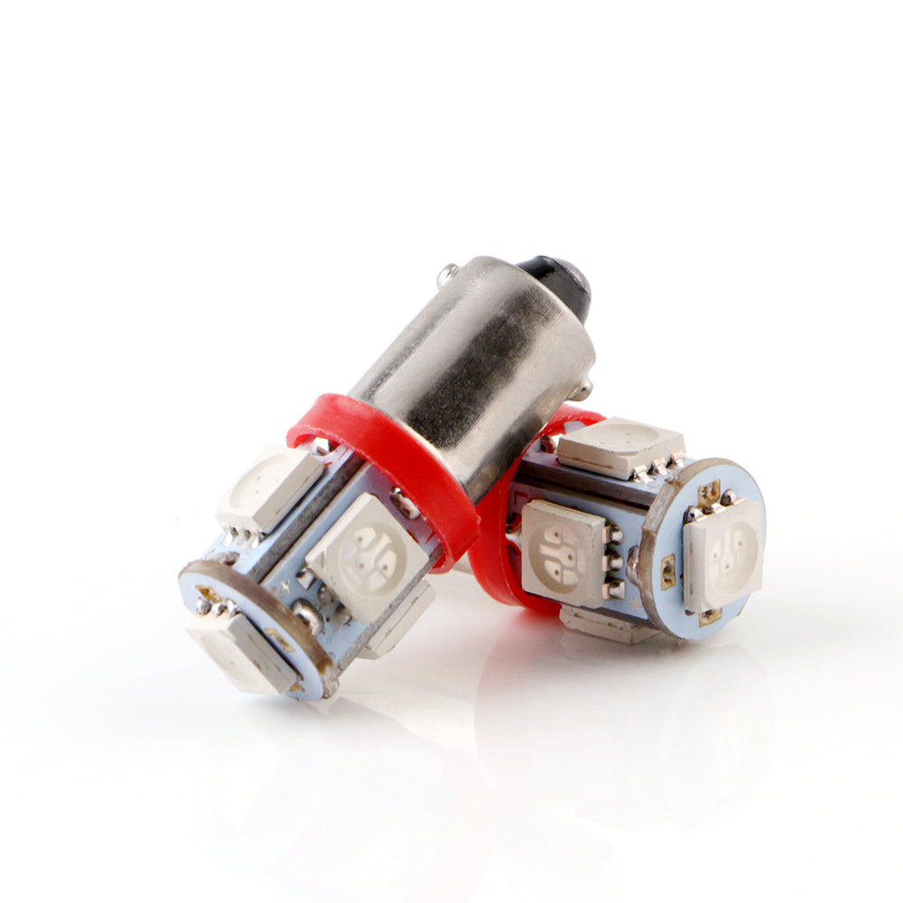 BA9S Pærer med 5 LED - sæt m. 2 stk. - 12v
