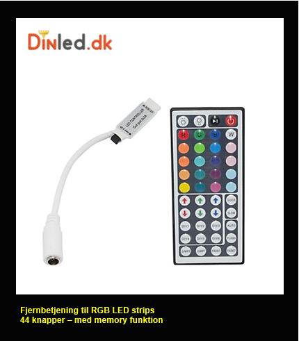 LED controller med fjernbetjening 12v til RGB strips - 44 knapper