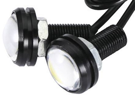 Eagle Eye LED lampe, Aluminium eller Sort,12volt, Sæt med 2 stk.