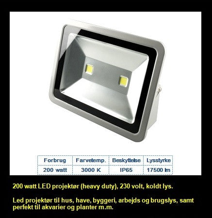 LED masteprojektør 200 watt - SLUTSALG