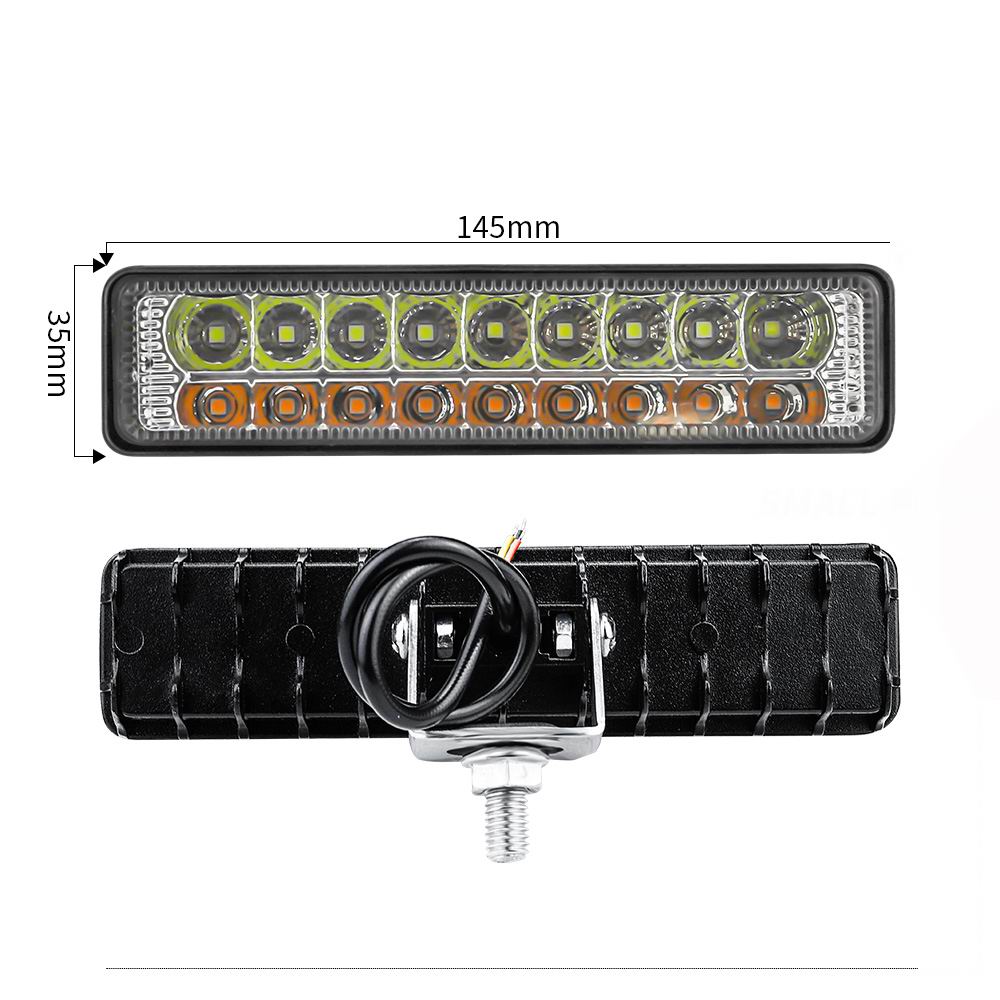 LED køretøjs projektør 36 watt (2x18 watt) 12/24/48 volt - 2 farvet