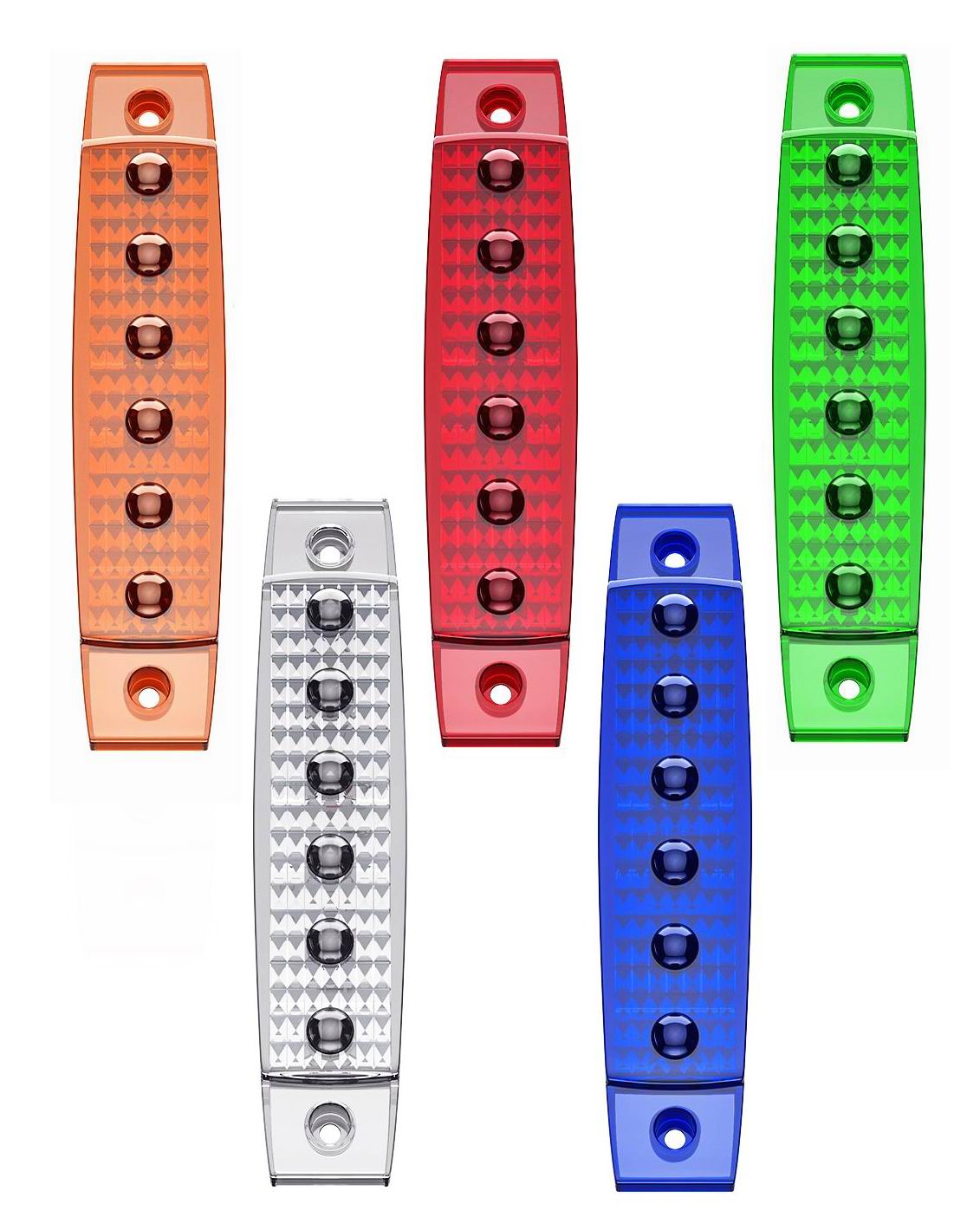 6 LED markeringslygte, 12 / 24v - 3D linser