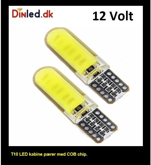 T10 W5W LED COB pære - 12v