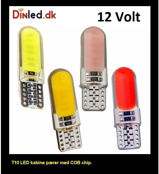 T10 W5W LED COB pære - 12v