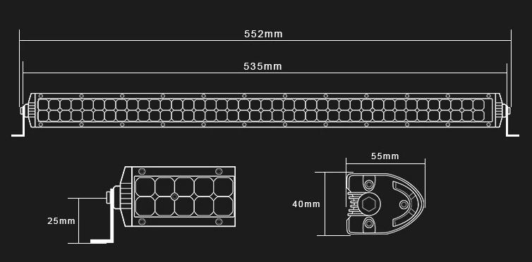 Super slim 60 - 120 - 180 watt 2 rækkers LED Lys bro / lys bar - SPOT