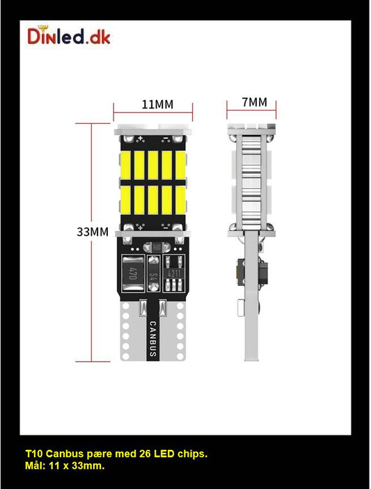 T10 W5W CANBUS LED  pære - 12v