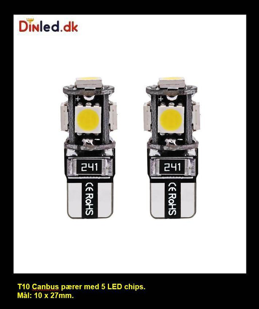 T10 W5W CANBUS LED  pære  -  12v