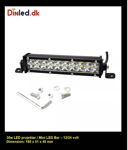 LED køretøjs projektør / mini bar 30 watt 12/24 volt