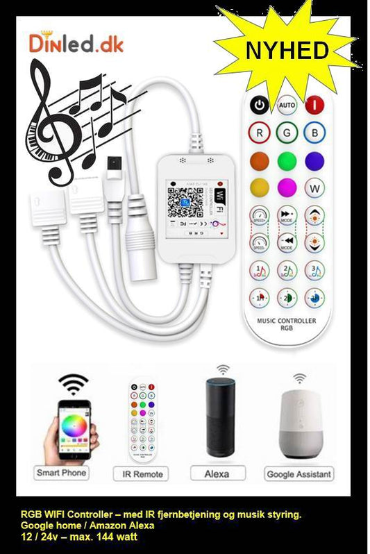 LED WIFI controller til RGB strips med musik styring + Google Home + Alexa