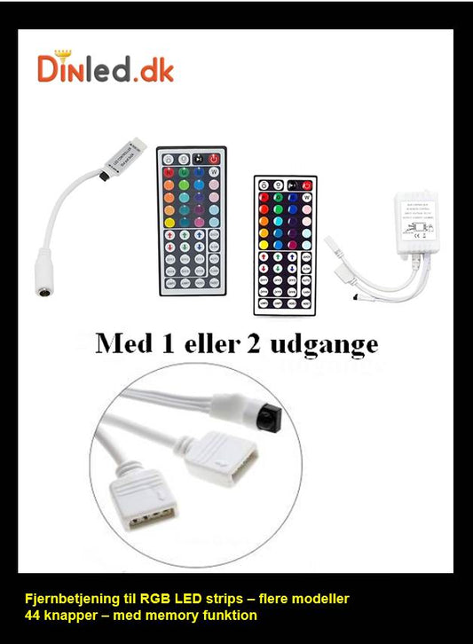 LED controller med fjernbetjening 12v til RGB strips - 44 knapper