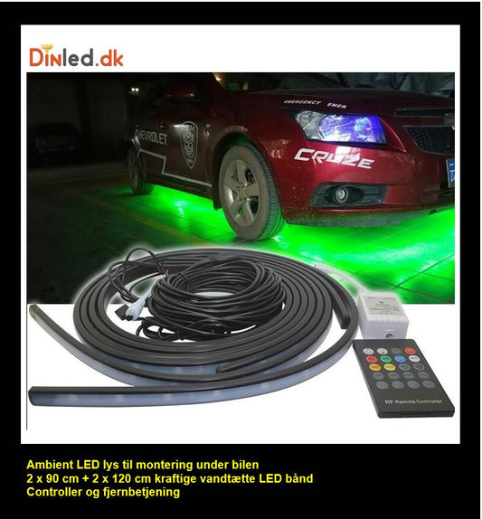 Ambient multicolor LED lys til montering under bilen 90x120 cm