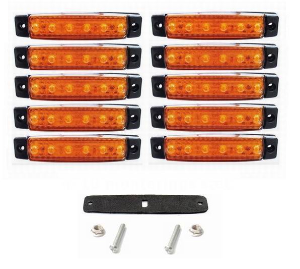 6 LED markeringslygte, 12v, 10 stk.