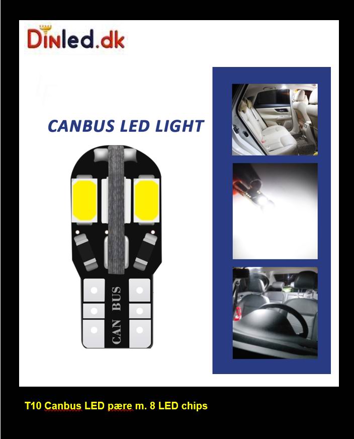 T10 W5W CANBUS LED  pære - 12v