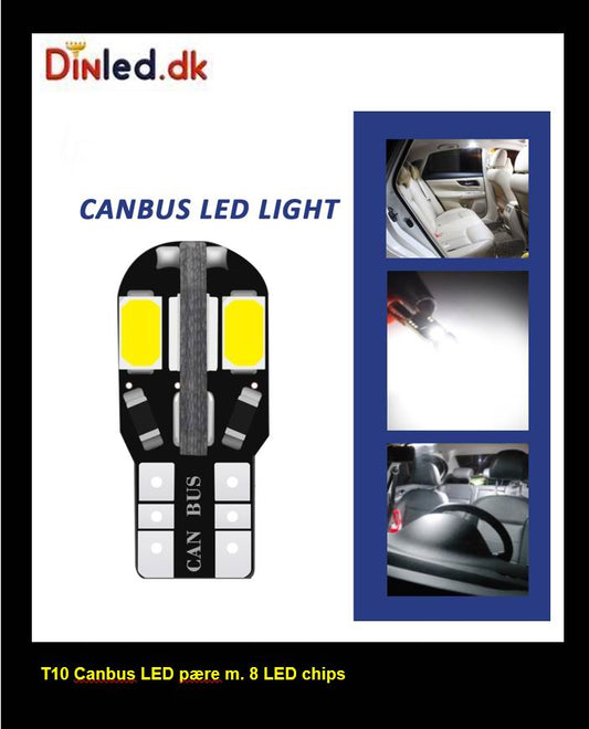 T10 W5W CANBUS LED  pære - 12v
