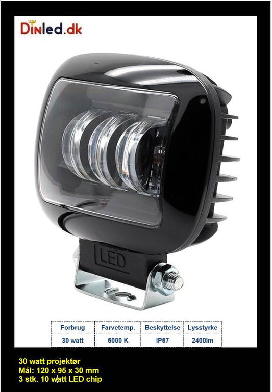 LED køretøjs projektør 30 watt 12/24 volt