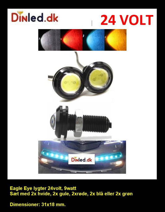 Eagle Eye LED lampe, 24volt, Sæt med 2 stk.