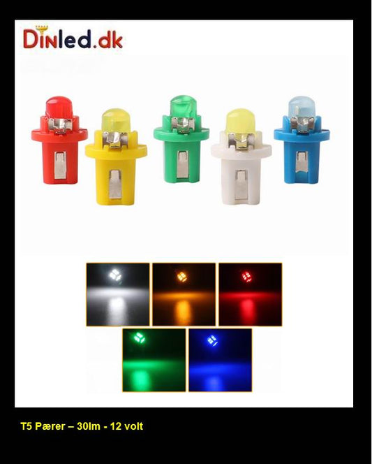 B8.5d LED Instrument pærer - sæt med  5 stk., 12v