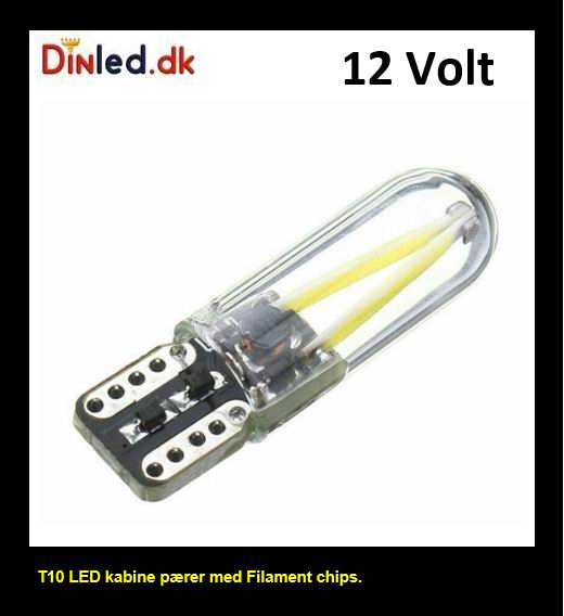 T10 W5W LED Filament pære - 12v