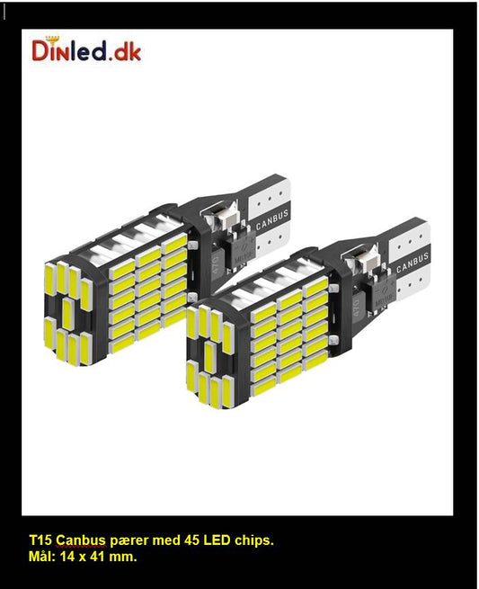 T15 W16W CANBUS LED  pære, 12 - 24v