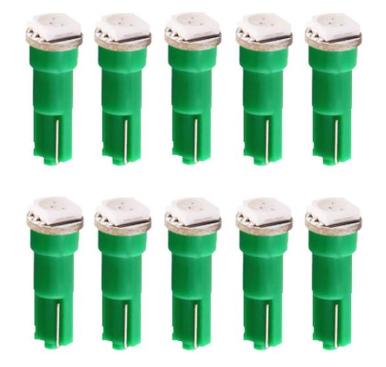 T5 LED Instrument pærer - sæt med  10 stk., 12v