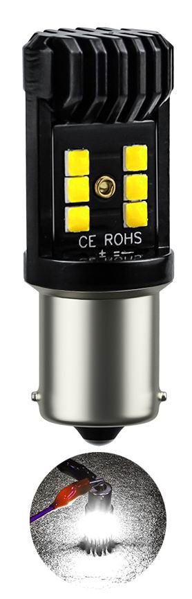 BA15S LED pære med CANBUS -  sæt med 2 stk. - 12v