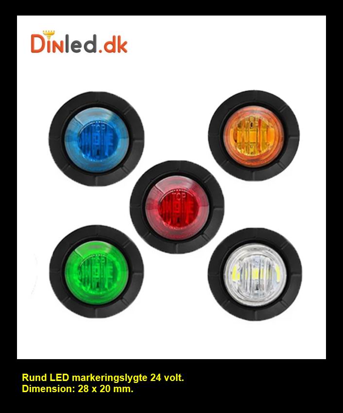 Rund LED markeringslygte, 24v