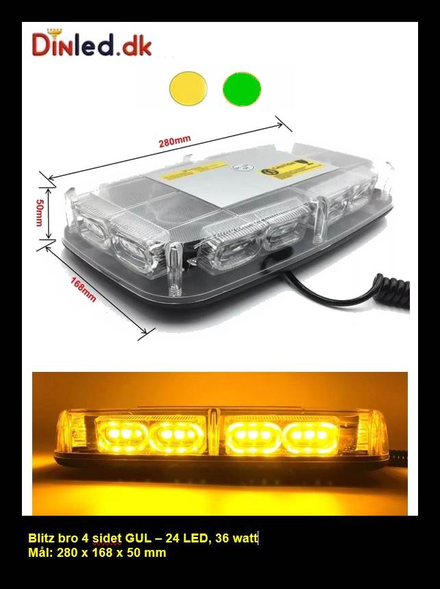 Lygtebro Blitzblink 24w, 12v / 24v GUL eller GRØN