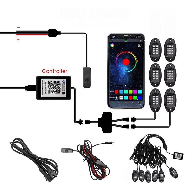 Ambient multicolor ROCK LED lys til montering under bilen - med APP styring
