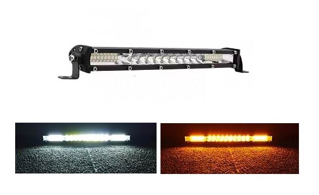 Super slim 52 watt LED lys bar, Hvid + Gul med blitzblink