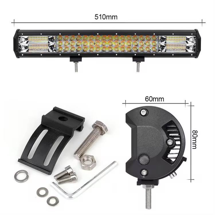 LED Lys bro / lys bar 288 watt 12/24 volt Hvid + Gul m. Blitzblink