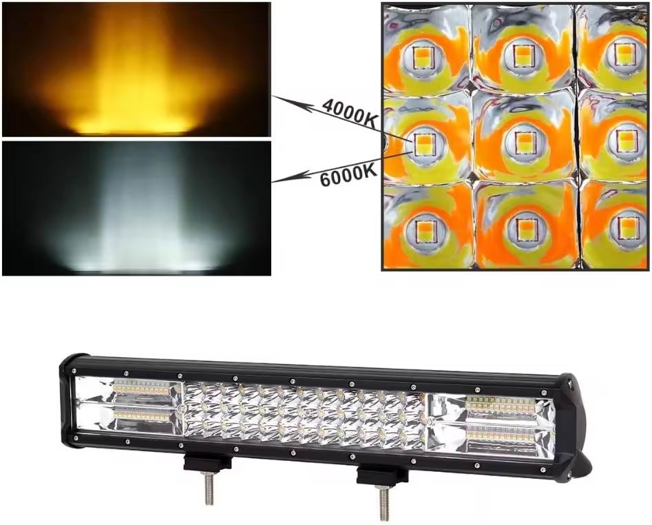 LED Lys bro / lys bar 288 watt 12/24 volt Hvid + Gul m. Blitzblink