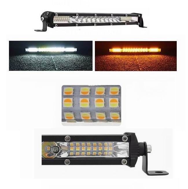Super slim 52 watt LED lys bar, Hvid + Gul med blitzblink