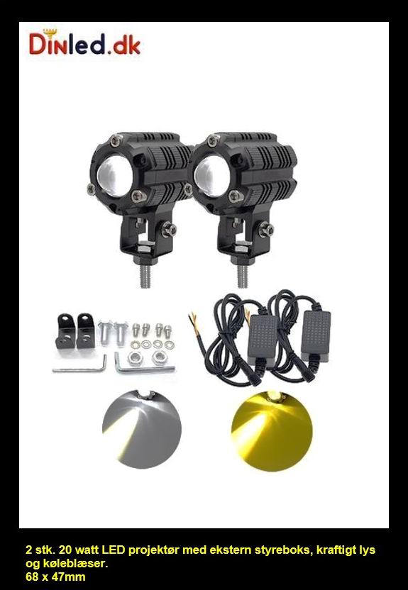 LED projektører 12 - 24 volt -  2 stk. sæt