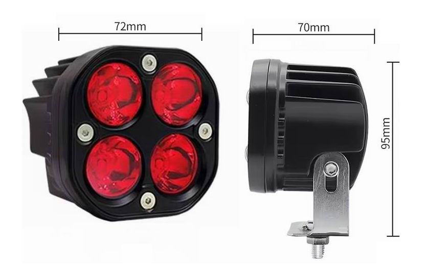 LED køretøjs projektør 40 watt 10-80 volt - Rød