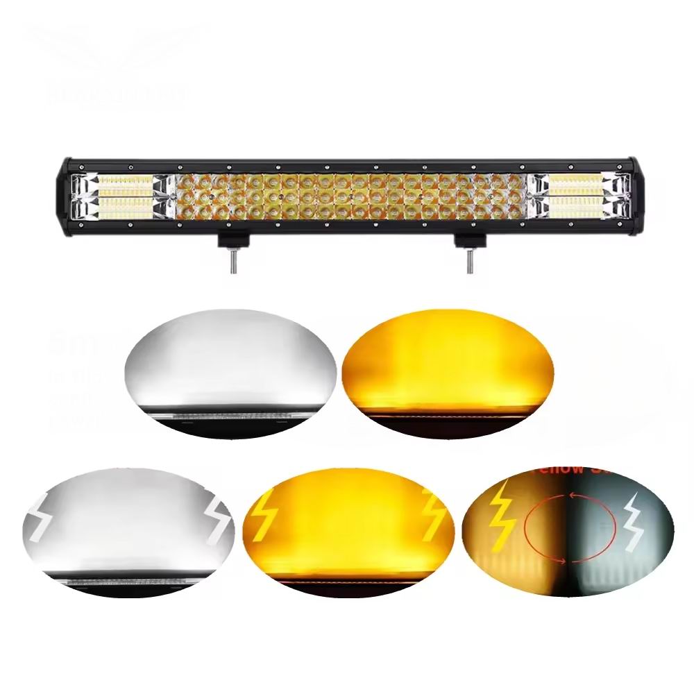 LED Lys bro / lys bar 288 watt 12/24 volt Hvid + Gul m. Blitzblink