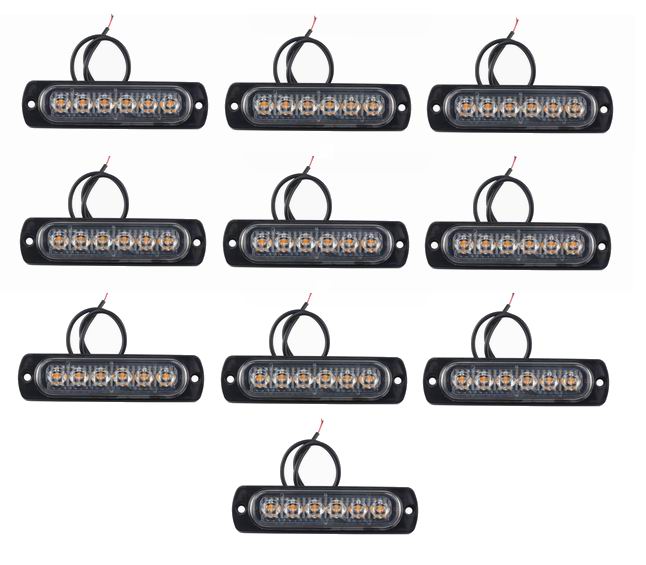 6 LED Markeringslys 12v - Kraftig model - 10 stk