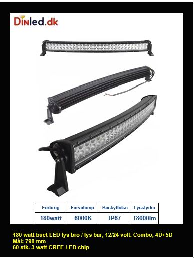 Buet LED Lys bro / lys bar 12/24 volt 120 - 180 - 240 - 300 watt