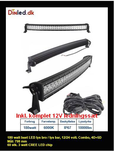 Buet LED Lys bro / lys bar 12/24 volt 120 - 180 - 240 - 300 watt