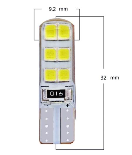 T10 W5W LED pære Silikonebelagt - 12v