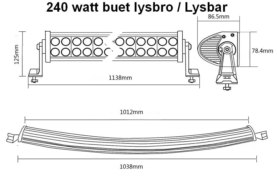 Buet LED Lys bro / lys bar 12/24 volt 120 - 180 - 240 - 300 watt
