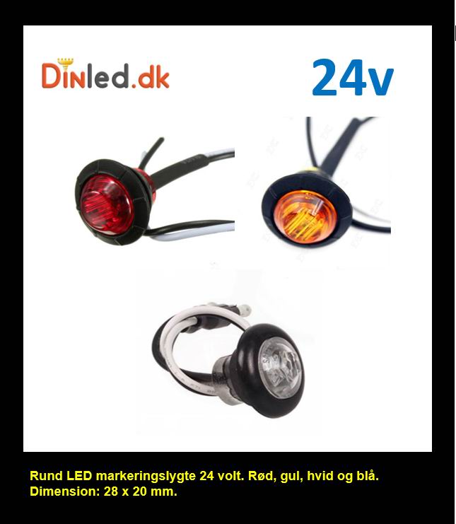 Rund LED markeringslygte, 24v