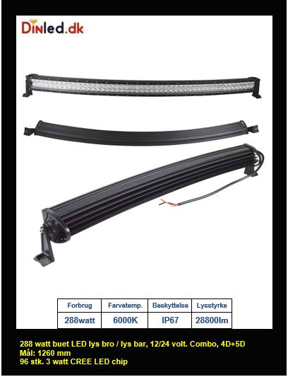 Buet LED Lys bro / lys bar 12/24 volt 120 - 180 - 240 - 300 watt